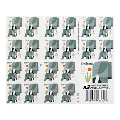 2022 US Elephants First Class Forever Stamps Sheets of 20