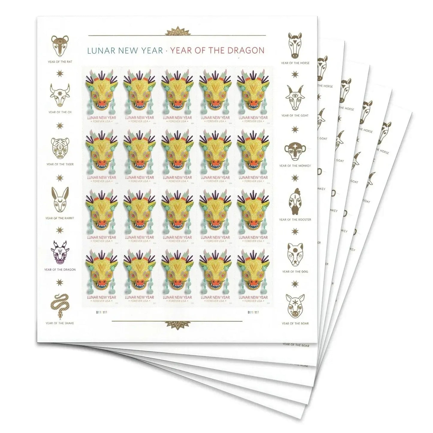 2024 us lunar new year dragon stamps Sheets of 20