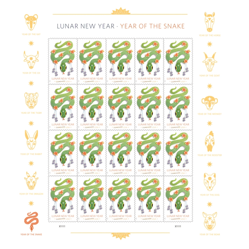 2025 Lunar New Year Year of the SnakeStamps Sheets of 20