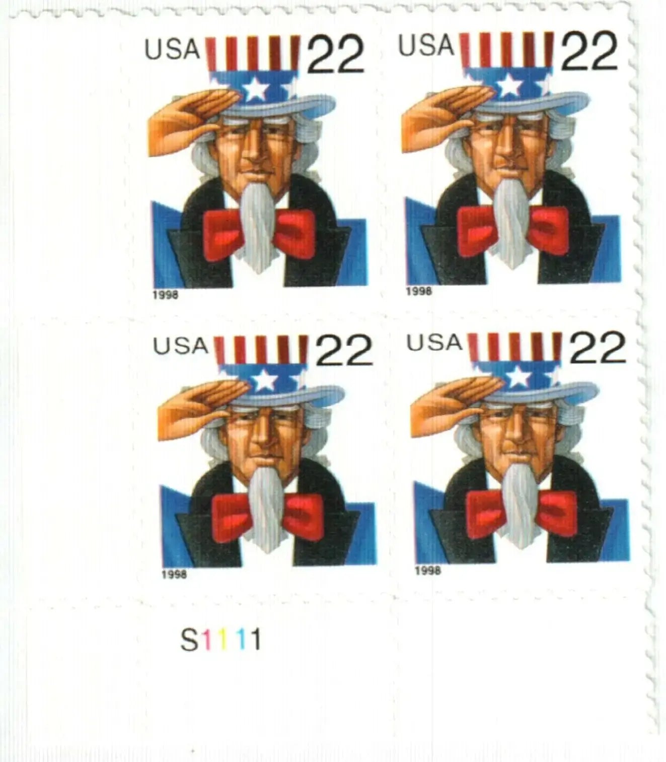 1998 US Uncle Sam Postage Stamps Sheets of 20