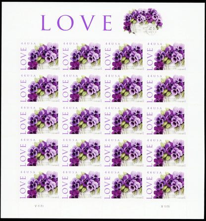 2010 US LOVE Pansies in a Basket Collectible Stamps Sheets of 20