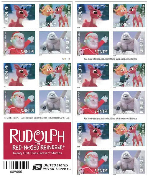 2014 us rudolph forever stamp Sheets of 20