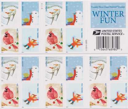 2014 US Winter Fun Forever Stamp Sheets of 20
