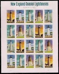 2015  New  England  Coastal  Lighthouse  Postage  Stamps Sheets of 20