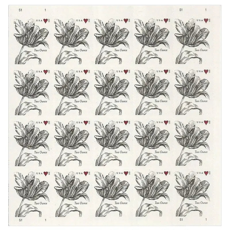 2015  Vintage  Tulip  Pane  Postage  Wedding  Stamps Sheets of 20