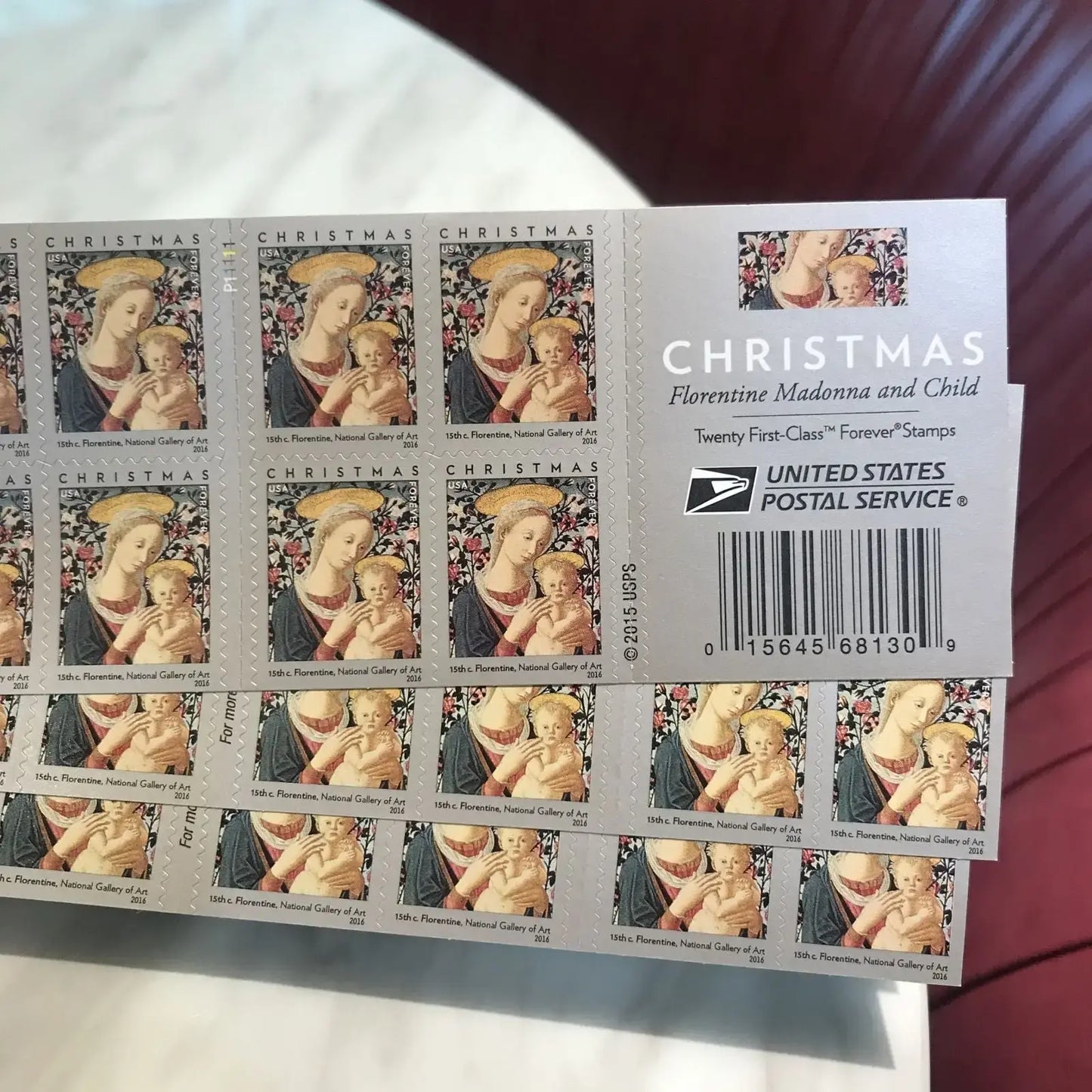 2016 US Florentine Madonna and Child Forever Stamps Sheets of 20