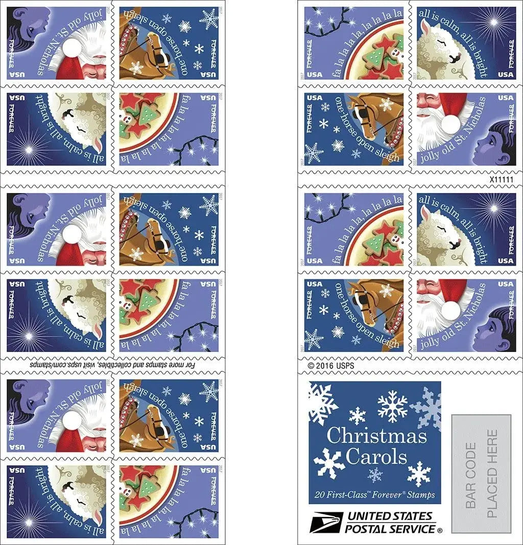 2017  us  christmas   carols   forever   stamps Sheets of 20