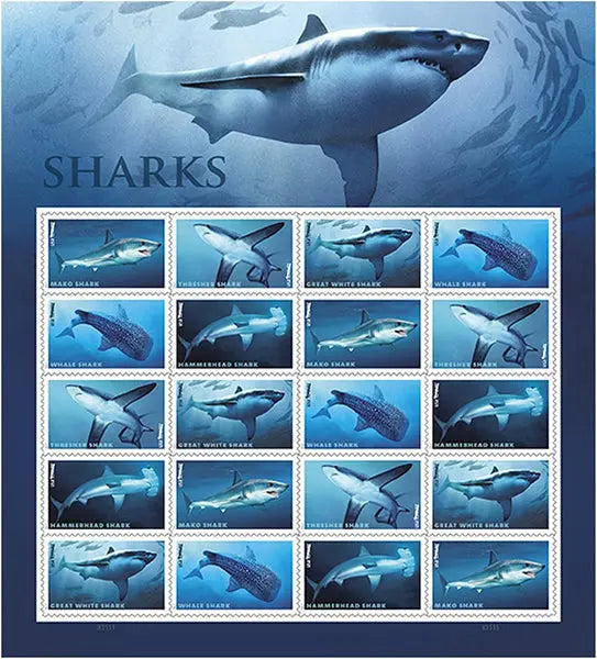 2017  us  shark  stamps Sheets of 20