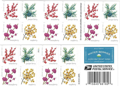 2019 US Winter Berries Forever Stamps Sheets of 20