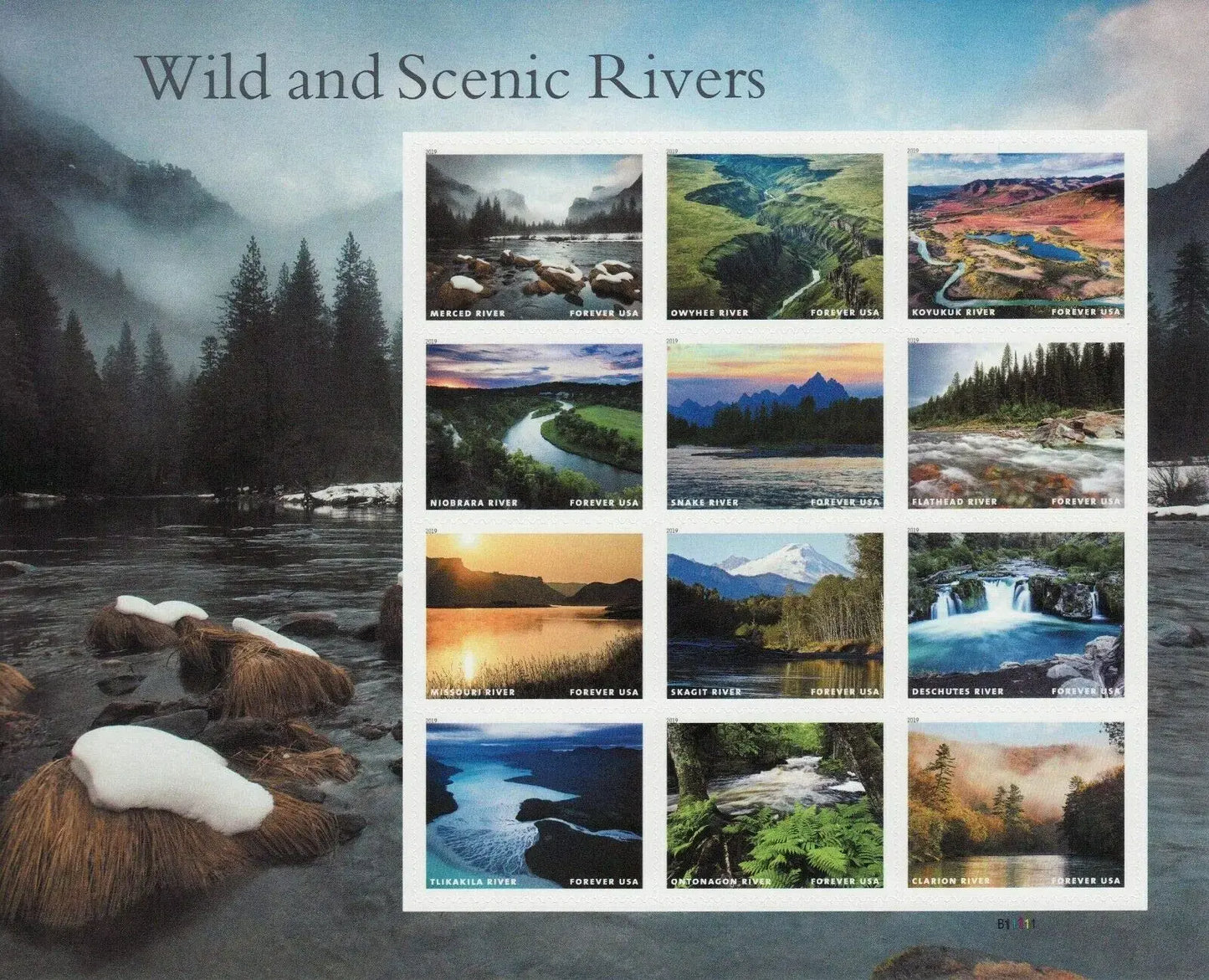 2019  us  wild  scenic  rivers  stamps Sheets of 12