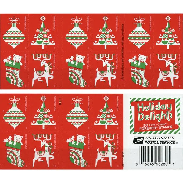 2020 US Holiday Delights Forever Stamp Sheets of 20