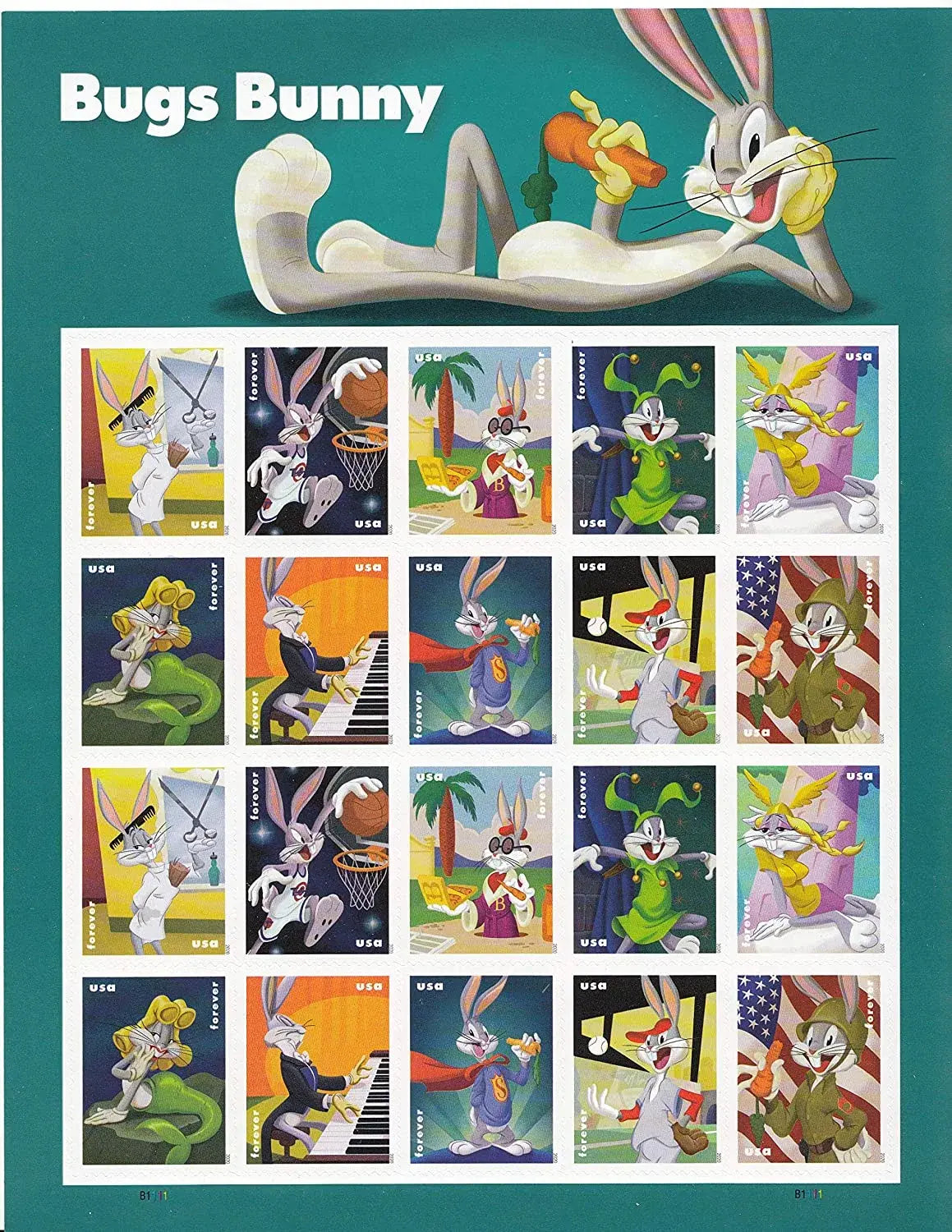 2020 US Bugs Bunny Forever Stamp Sheets of 20
