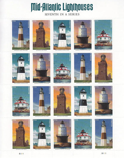 2021 US Mid Atlantic Lighthouses Forever Stamp Sheets of 20