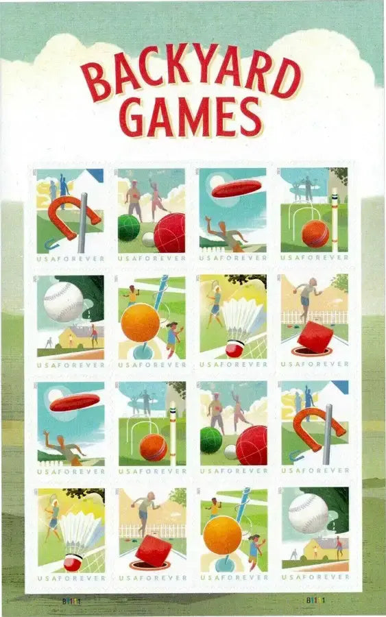 2021 US Backyard Games Forever Stamp Sheets of 16