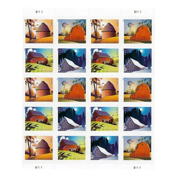 2021 us barns postcard stamp Sheets of 20