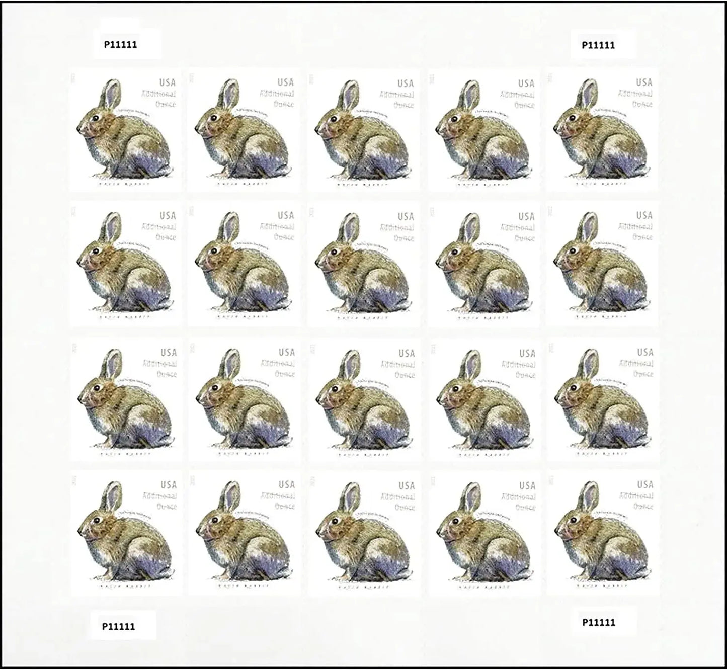 2021 US Brush Rabbit Forever Stamp Sheets of 20
