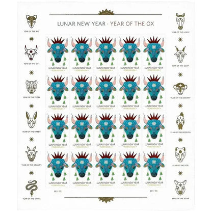 2021  us  lunar  new  year  ox  stamps Sheets of 20