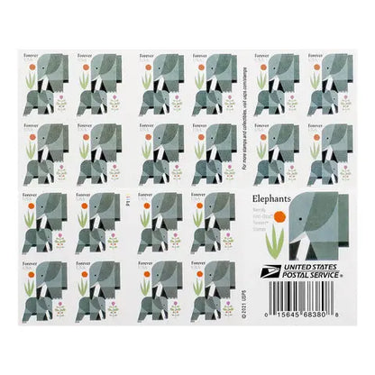 2022 US Elephants First Class Forever Stamps Sheets of 20