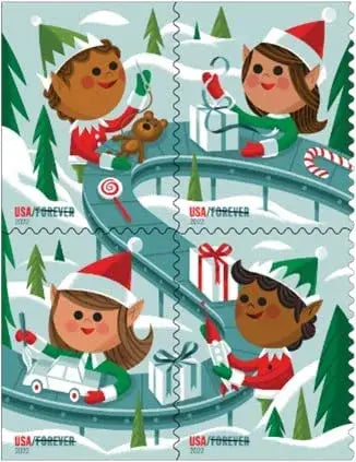 2022 US Holiday Elves Forever Stamps Sheets of 20