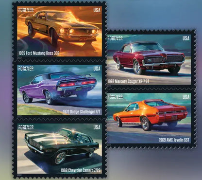 2022  us  pony  cars  stamps Sheets of 20