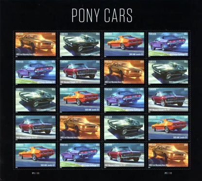 2022  us  pony  cars  stamps Sheets of 20