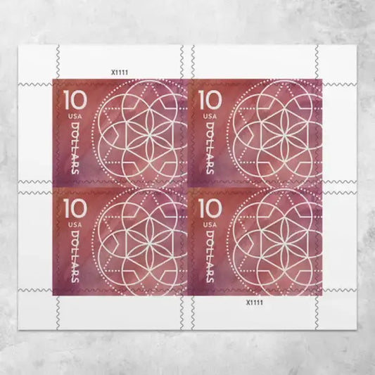 2023  US  10  Dollar  Floral  Geometry  Stamp Sheets of 4