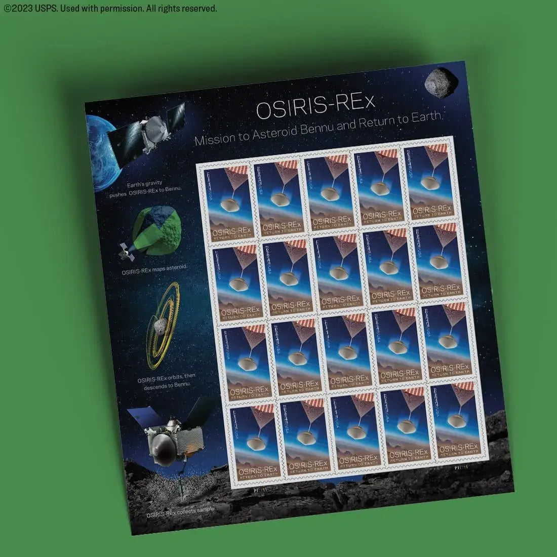 2023 US OSIRIS REx-Mission to Asteroid Bennu Stamp Sheets of 20