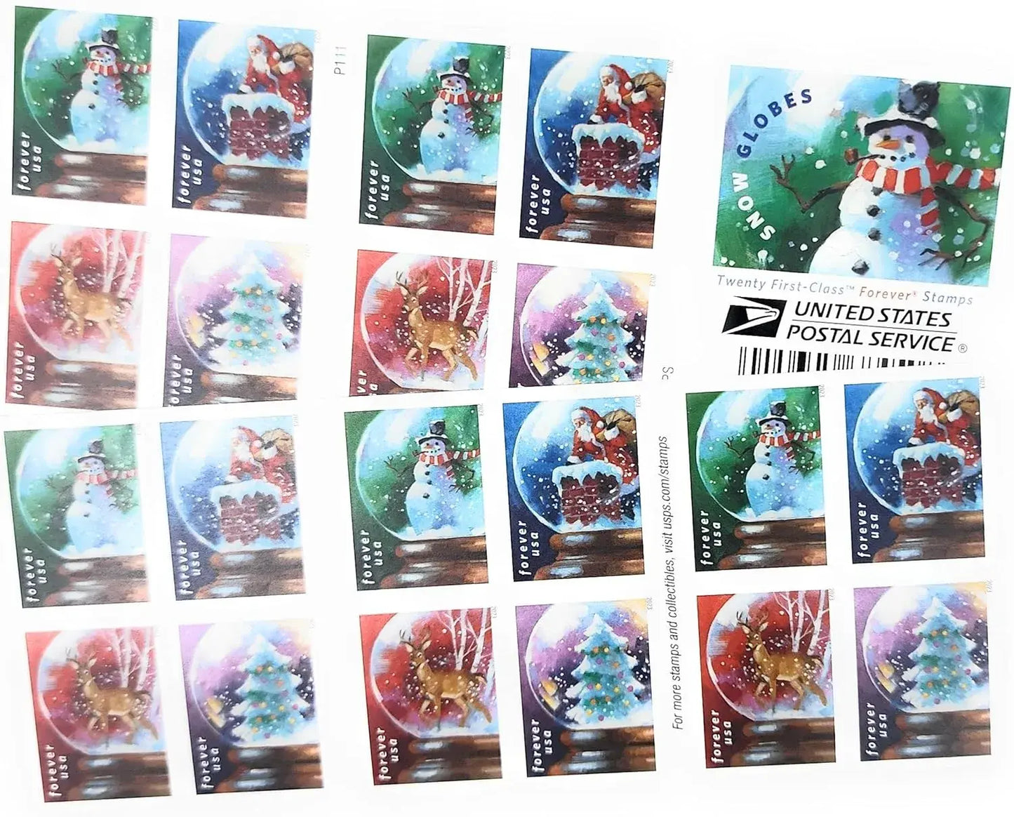 2023 US Snow Globes Stamp Sheets of 20