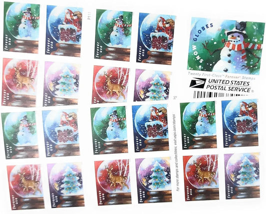 2023 US Snow Globes Stamp Sheets of 20