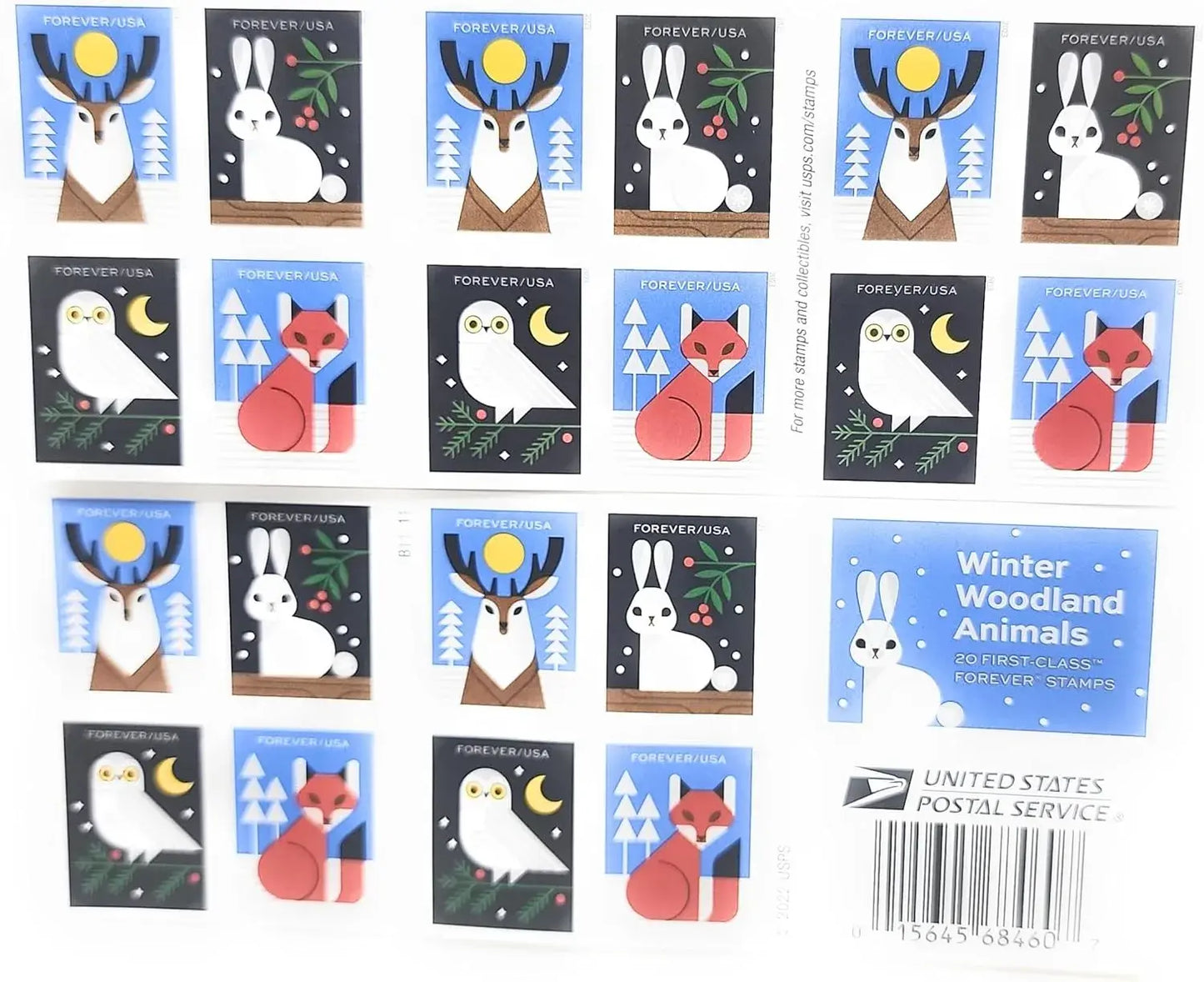 2023 US Winter Woodland Animals Forever Stamp Sheets of 20