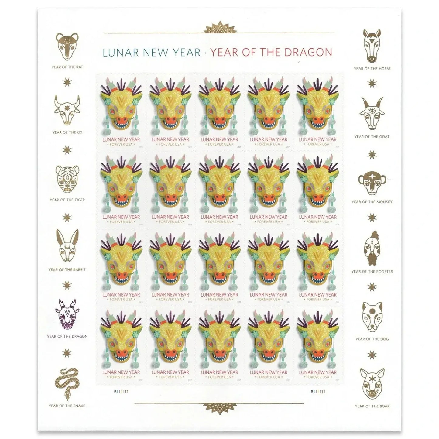 2024  us  lunar  new  year  dragon  stamps Sheets of 20