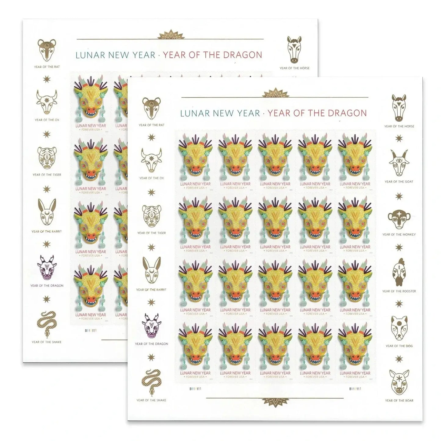2024  us  lunar  new  year  dragon  stamps Sheets of 20