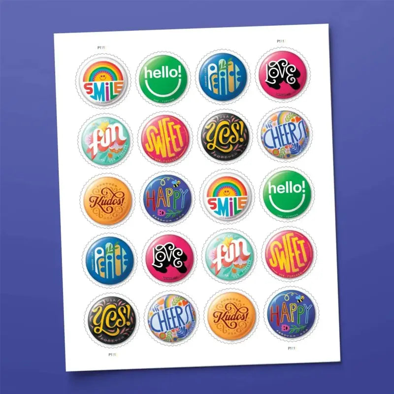 2024 Pinback Buttons Forever Stamps Sheets of 20