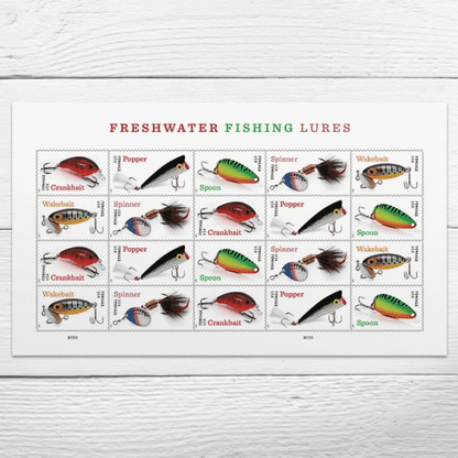 2025 Freshwater Fishing Lures Stamps Sheets of 20