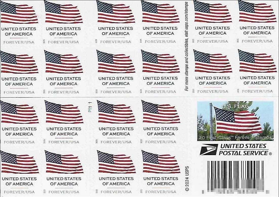 2025 Forever U.S. Flag - Booklet of 20 Mint