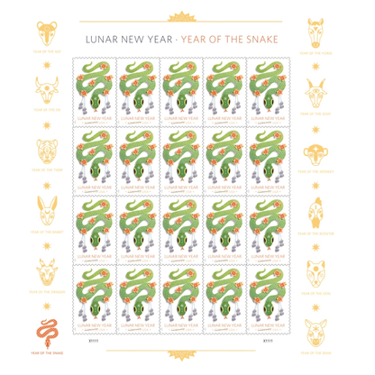 2025 Lunar New Year Year of the SnakeStamps Sheets of 20