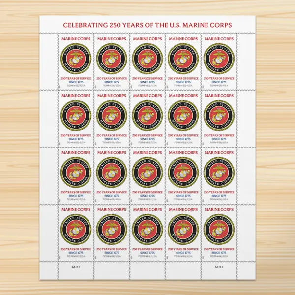 2025 U.S. Marine Corps 250th Anniversary Commemorative Stamps Sheets of 20