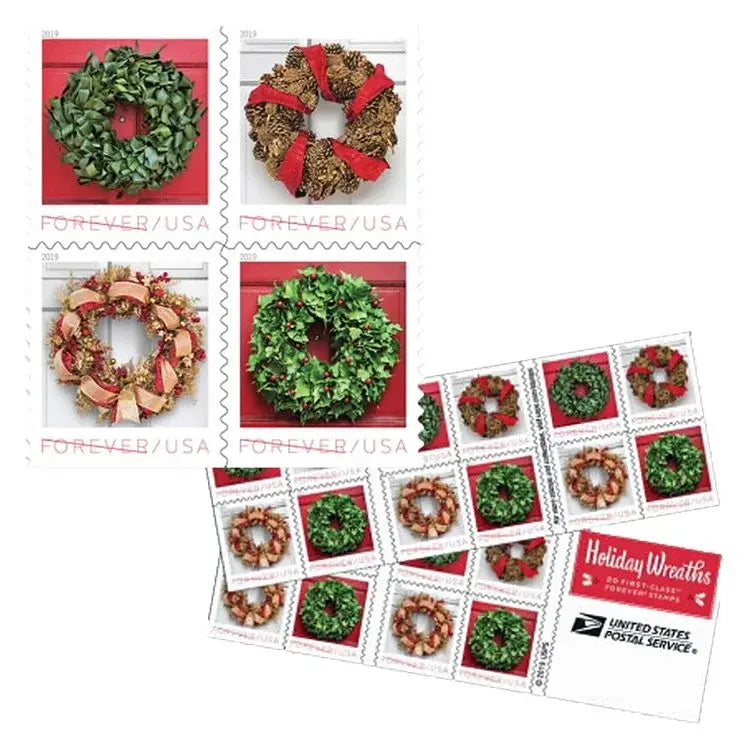 2019 US Holiday Wreaths Forever Stamp Sheets of 20