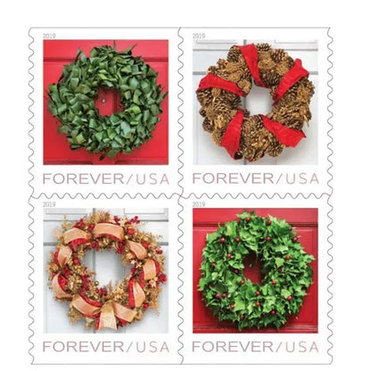 2019 US Holiday Wreaths Forever Stamp Sheets of 20