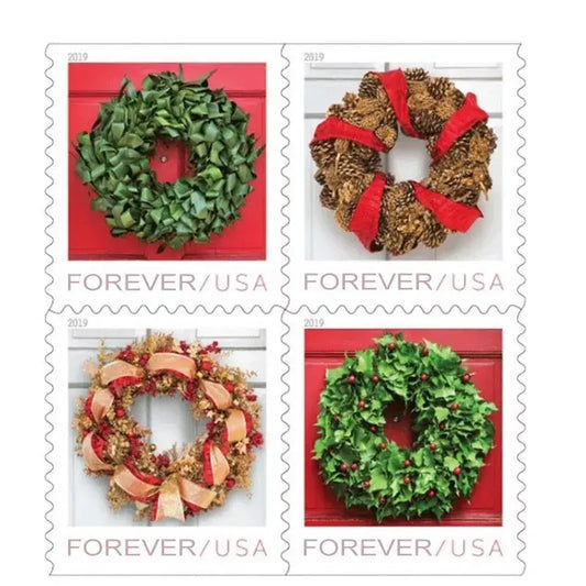 2019 US Holiday Wreaths Forever Stamp Sheets of 20